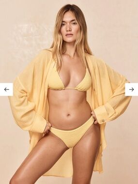 Monday Swimwear Yellow Textured Bikini with Matching Coverup - Women Swim